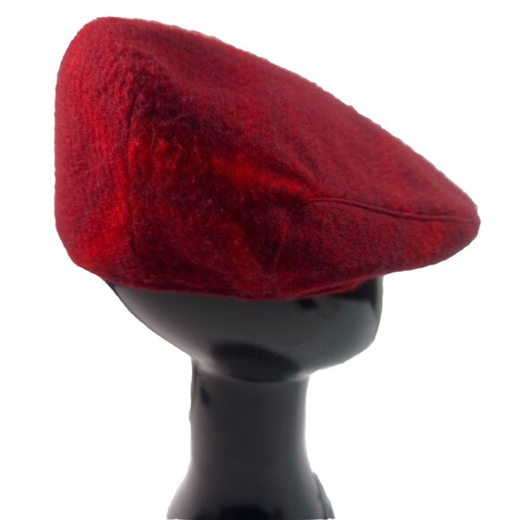 Burberry Wool/ Cashmere Beret Plaid Men’s Hat Size Medium, Red, London. - Picture 4 of 9